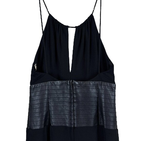 BCBG MaxAzria Faux Leather Keyhole Halter Cocktail Evening Dress Black Size 2 - Picture 4 of 9